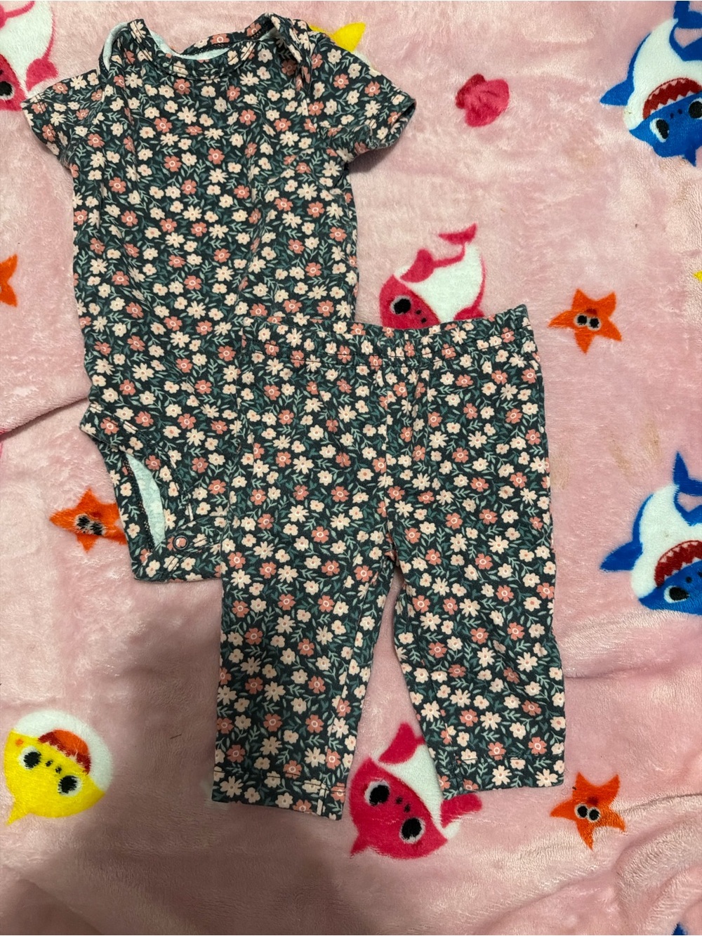 Carter's Green Floral Bodysuit and Leggings Set